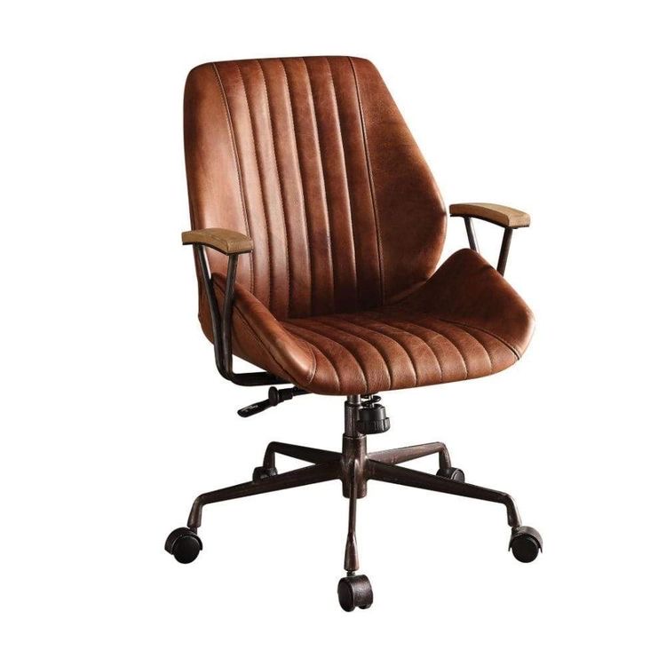 Cocoa Leather Office Chair-HOME DEPOT