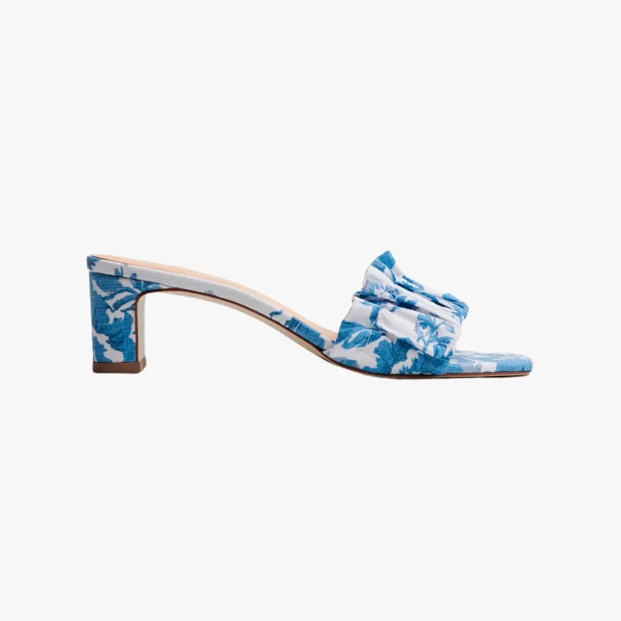 Shereen Ruched Block Heel Mule THE REFORMATION