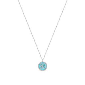 Enchanted Lotus Pendant in White Gold and Turquoise DE BEERS