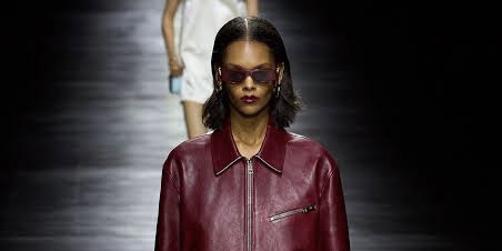 Gucci Rosso by creative director Sabato De Sarno sent multiple black cherry looks down the runway.