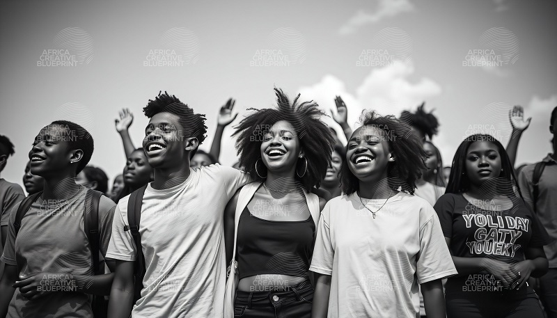 Young black people celebrating youth day